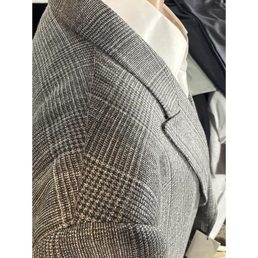 New with Tags Tom Ford Prince of Wales Houndstooth Gray Blazer 54 44R Peak Lapel - Picture 12 of 15